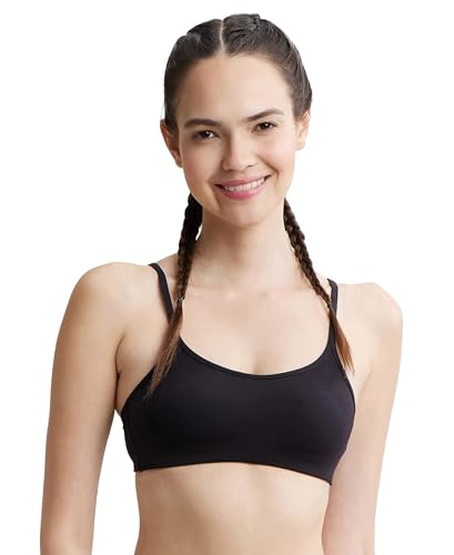 Jockey SS12 Women’s Wirefree Non Padded Super Combed Cotton Elastane Stretch Full Coverage Beginners Bra with Adjustable Straps_Black_36B