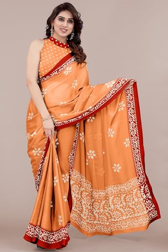 Image of MIRCHI FASHION Saree for Woman Chiffon Batik Printed | Lightweight Daily Wear Women's Office Sari with Blouse Piece (Available in 40 Colours)
