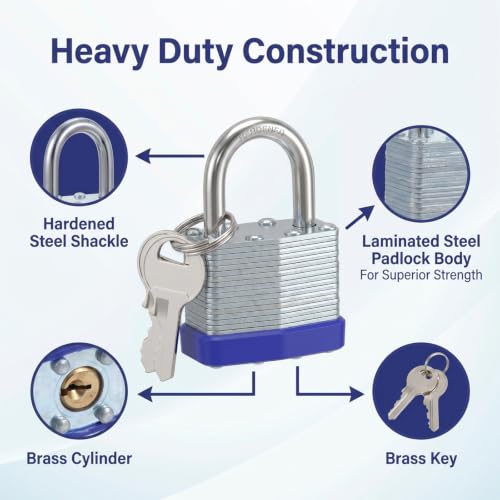 Afcabakila 12 Pack Padlocks with Same Key Locks with Keys Keyed Alike Padlocks 1-9/16 Inch 40mm Laminated Steel Heavy Duty for Storage Locker Shed Fence Toolbox by Afcabakila - Image 3