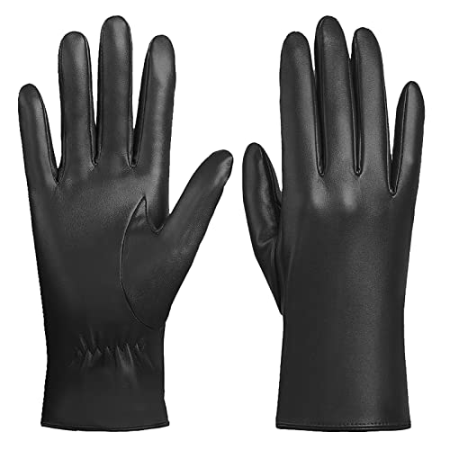 Gants d'hiver en cuir pour écran tactile et conduite à moto