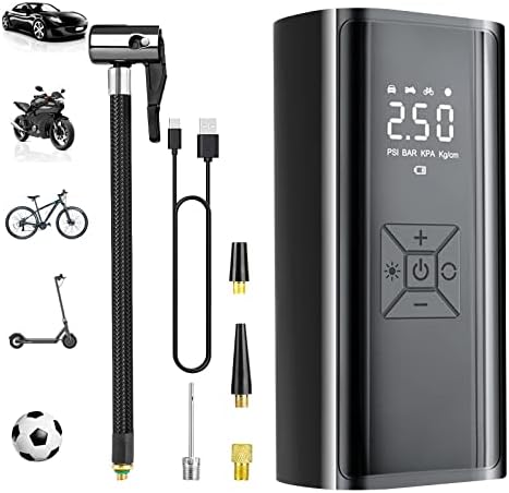 Elektryczna pompka powietrza z akumulatorem 6000 mAh, 150 psi, bezprzewodowa, elektryczna pompka powietrza z manometrem/cyfrowym wyświetlaczem LCD, mini kompresor do roweru, motocykla, samochodu,