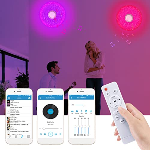 Wzto 01 36W Led Music Ceiling Light With Bluetooth Speaker, Rgb Led Flush Mount Smartphone App Control Remote Color Changing Ceiling Lamp, Waterproof Light Fixture thumb #8