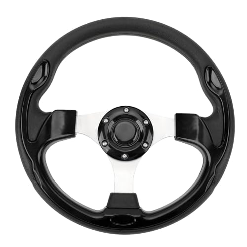 Volante de 13 Pulgadas, Estilo de Carreras Universal PU Aluminio Agarre Coche Volante con Tornillos y Llave para 6 Agujero Adaptador, Especificaciones de Instalación Incluidas