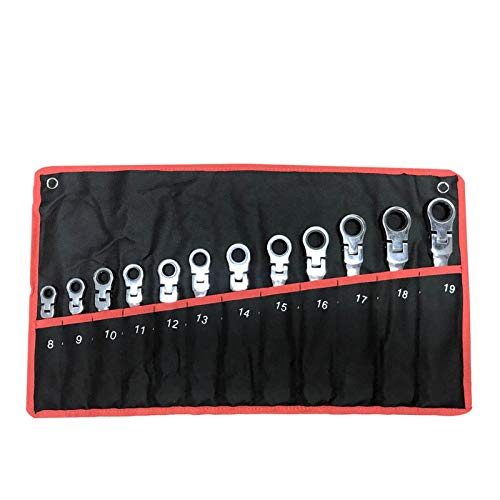 MITINGER Spanner Set,Ratchet Spanner 1 pcs Car Key Set Ratchet Wrench Car Repairing Hand Tool Kit Key Wrench Set Universal Socket Spanner Steel Wrench Tools(Black 12pcs)