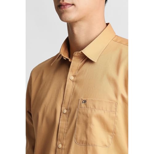 Image of Peter England Men's Slim Fit Full Sleeve Casual Shirt in Twill Weave Cotton