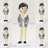 Pack de 6 portafotos y figura de tarta para comunión con niño en resina pintada a mano.