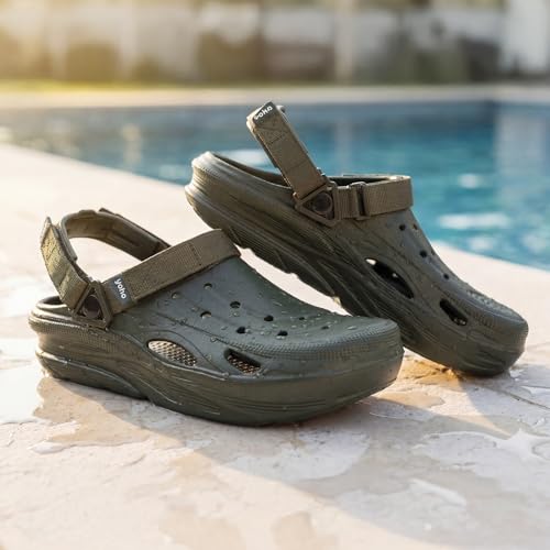 Image of YOHO Dual Hacker Clogs for Men & Boys | Waterproof Monsoon Footwear & Rainy Sandals | Adjustable Strap