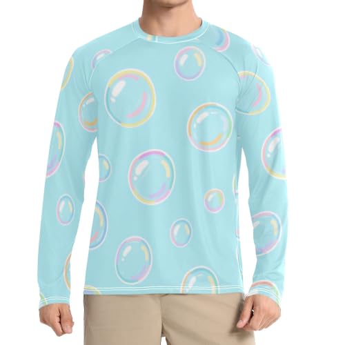 Camisa UPF 50+ contra quemaduras solares en manga larga de burbujas azul