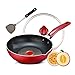 Wok z pokrywką, nieprzywierający wok z pokrywką, nieprzywierające woki i patelnie do mieszania z czerwoną powłoką, duży wok z mieszadłem z pokrywką, patelnia do woka z płaskim dnem, nieprzyw