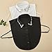 RobRia Fashion Women's Elegant False Collar Accessories Detachable Handmade Rhinestone Chiffon Necklace Peter Pan Style Shirt (White/Black 2 Pack)