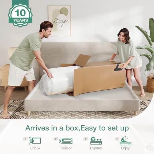 Image of Novilla Queen Mattress, 10 Inch Queen Memory Foam Mattress in a Box, Dual-Layer Design with High-Density Base for Support & Pressure Relief, Natural Fiber Infused for Cool & Refreshing Sleep,Firm