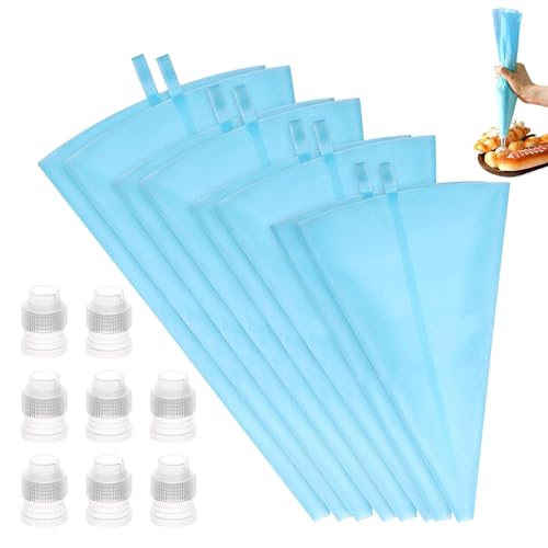 Juego de mangas pasteleras y puntas, mangas pasteleras y puntas - Juego de 16 bolsas pasteleras reutilizables seguras para decoración de pasteles | Kit de tuberías de glaseado resistente, juego de dec