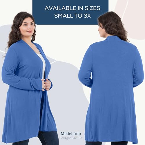 Image of Azules Long Sleeve Womens Cardigan, Flowy Longer Rayon Sweater Lightweight Cardigan for Casual or Dressy Outfits