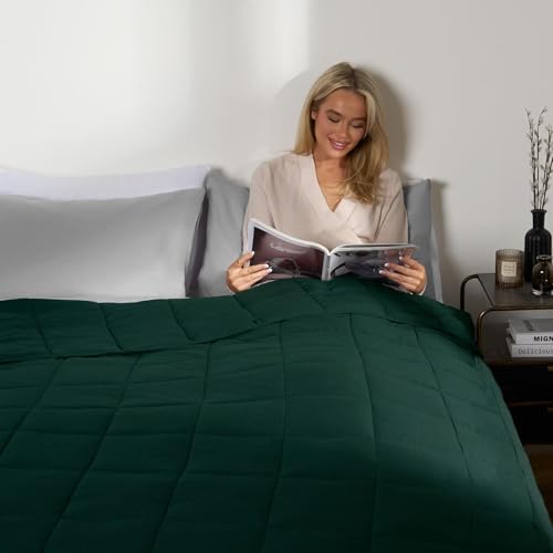 Brentfords Weighted Blanket Adult 8kg Forest Green Double Weighted Blanket Anxiety Relief for Adults Soft Comfy Heavy Blanket for Bed Sofas 150 x 200cm 17lb Disclaimer Only suitable for age 3+ years