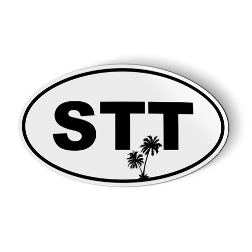 STT Saint Thomas Palm Trees Oval - Magnet for Car Fridge Locker - 3"