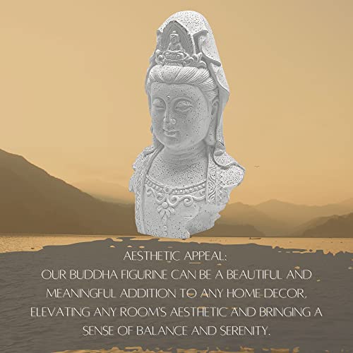 Bellaa 23750 Buddha Statue Bust Quan Yin Head Kwan Yin Kuanyin Guanyin Faux Marble Stone Sculptures Figures #TOP2