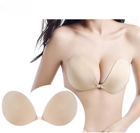 Women's Strapless Push-Up Wire-Free Stick-On Invisible Bra, Free Size
