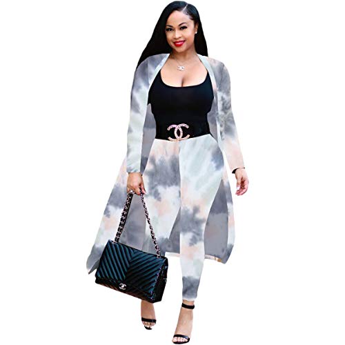 Image of Max2co Women 2 Piece Outfits Floral Long Sleeves Open Front Cardigan Cover up with Leggings High Waist Long Pants Set