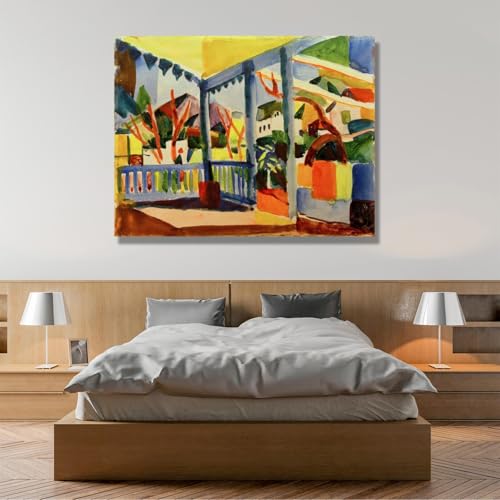 Tableau decoration murale salon moderne August Macke pour mur vide 70x90
