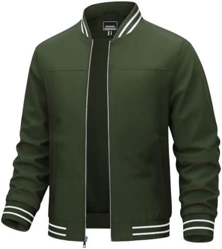 TACVASEN Men's Lightweight Jacket Casual Spring Fall Windbreaker Bomber Zip Up Coat With Pocket