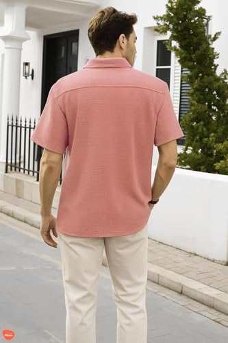 Image of ColorChakra Mens Waffle Knit Polo Tshirt Collar Knitted Shirt for Men M to 3XL