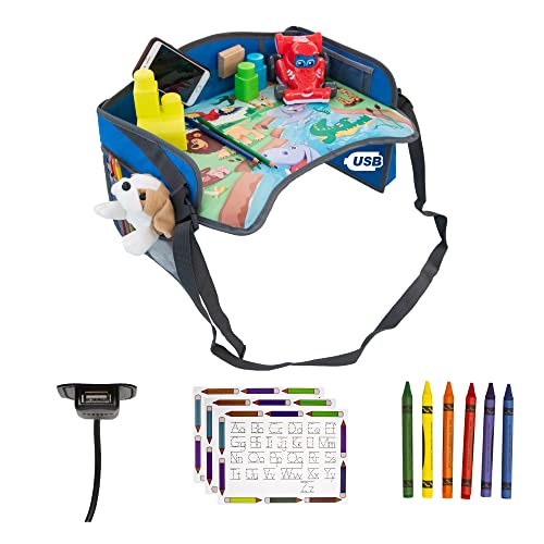 Tavolino Da Viaggio Per Bambini - Con Pellicola Disegnabile, Tasca Per Tablet E Scomparti, Per Auto E Passeggino - Foto 4