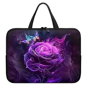 Suhoaziia Laptoptasche mit Schmetterlings-Motiv, 43,2 cm (17 Zoll), Laptop-Tragetasche für Damen und Mädchen, wasserdichte Computer-Tablet-Handtasche mit Griff, Tragetasche, Laptop-Hülle für