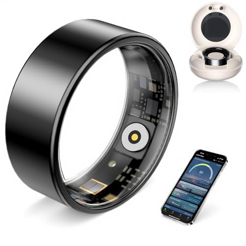 Pachira Smart Ring, Fitness & Sleep Tracker, Heart Rate & SpO2 Monitor, Waterproof, Long Battery Life, Women & Men Health Ring, IOS & Android Compatible, Remote Camera Control, Find Ring Black,Size 10 - View #5