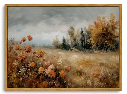 KISSFOX Vintage Framed Wall Art Decor Modern Farmhouse Fall Landscape