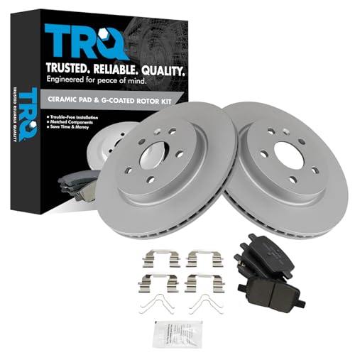 Image of TRQ Rear Brake Pad and Rotor Set Ceramic Coated Rotors Compatible with 2016-2019 Cadillac CT6 Chevrolet Camaro