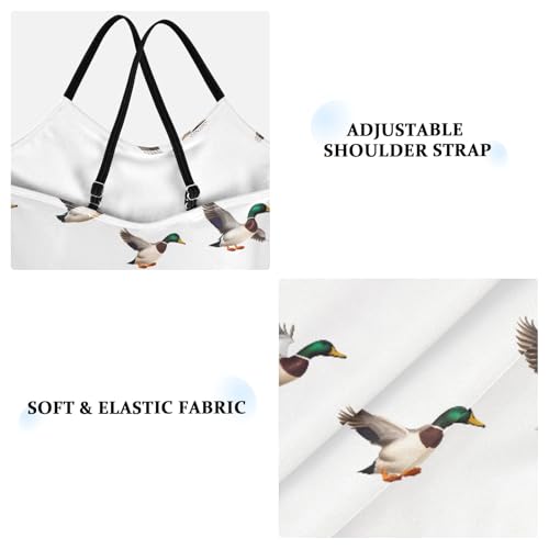 senya Girls Swimsuits One-Piece Swimwear Tie Bathing Suit Beach Summer Round Neck 5-6T Flying Duck Pattern3