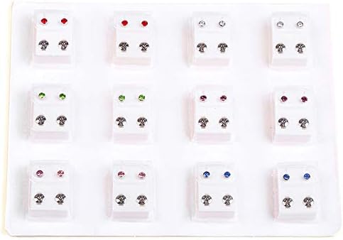 Gracefulvara Starter Earrings for Piercing Ears, Sterilized Piercing Earrings, Ear Stud, Mini, Gold, Studs, 12 Pair Individually Packaged (Multicolor)