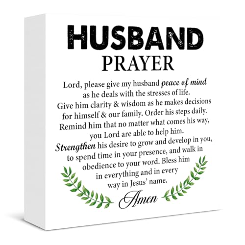 Husband Christian Wooden Box Sign for Home Bedroom Decor, Christian Gifts for Husband Wedding Anniversary