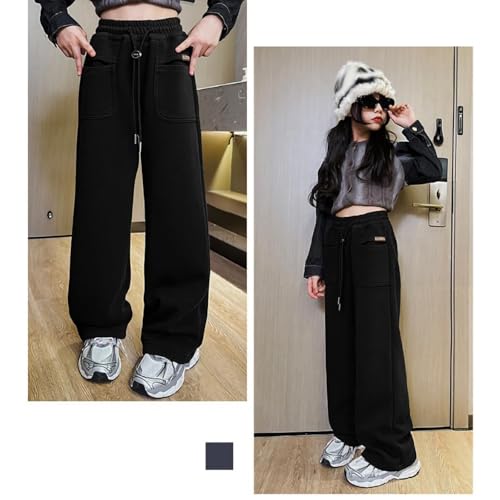 Wide Leg Sweatpants for Kids Boys Girls Solid Casual Loose Joggers Pants Stretch Soft Athletic Pants with Pockets 7