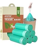 AYOTEE Compostable Trash Bags 4 Gallon Drawstring Trash Bags,100 Counts Ultra Strong Unscented Garbage Bags Small Trash Bags Waste Basket Liners for Bathroom, Kitchen, Car, Pet