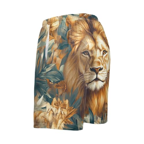 Men's Short Pajama Bottoms Portrait Lion Forest Home Casual Sleep Pants2