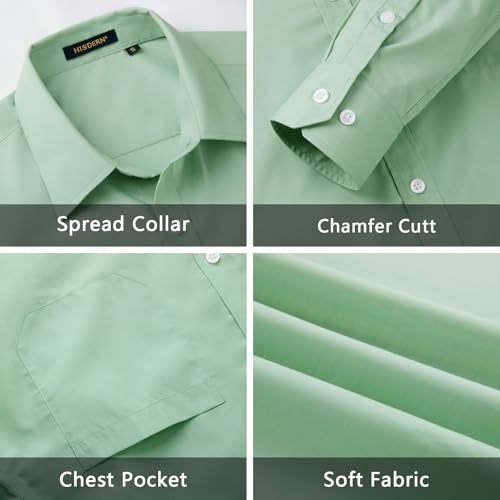 Image of HISDERN Mens Dress Shirt with Tie Pocket Square Set Classic Button Down Shirt Matching Tie Long Sleeve Shirts