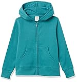 Amazon Essentials Girls' Fleece Full-Zip Hoodie Sweatshirts, Teal, Small