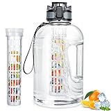 UTEBIT 2.2 Liter Trinkflasche Sport mit Früchtebehälter, Wasserflasche Große öffnung mit Fruchteinsatz BPA-Frei aus Tritan für Sport, Fitness, Uni, Yoga, Lässig, Outdoor