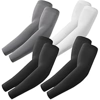 fuinloth 4 Paare Arm Sleeves Arm Stulpen Armschoner für Damen/Herren, Volleyball Basketball Sport Ärmel 2 Schwarz+Dunkel Grau+Weiß