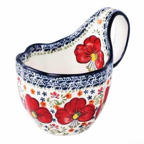 ALMA Soup Bowl With Handle 16oz Handpainted Floral Soup Mug Microwave Safe