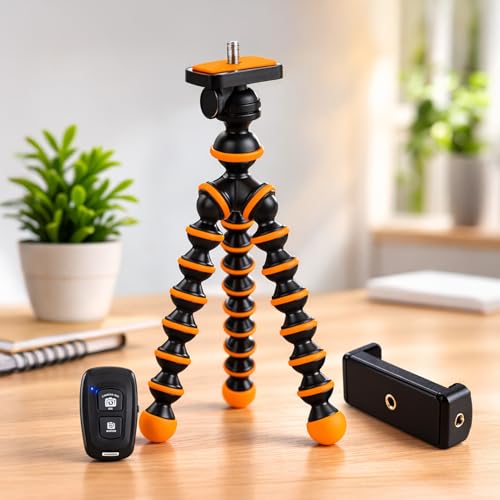 Amazon Basics Gorilla Tripod/Mini 33 cm (13 Inch) Tripod for Mobile Phone with Phone Mount & Remote, Flexible Gorilla Stand for DSLR & Action Cameras