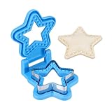 sourcing map Crustless Sandwich Cutter, Star-Form Uncrustable Sandwich Maker Sealer Press Bread Cookie Cutter and Sealer for DIY Breakfast Lunch Afternoon Tea (Blue)