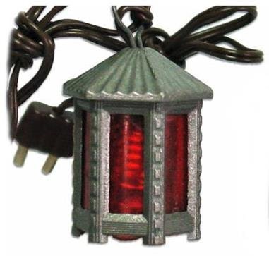 Unbekannt Krippenzubehör Laterne Metall rot E5, 6-eckig, Höhe 3cm