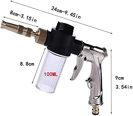 Vista 5 de AFLHYJK - Pistola de agua portátil de alta presión, manguera de jardín, boquilla de metal, lanza de espuma, pistola de lavado de autos, herramientas