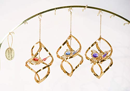 24K Gold Spiral Butterfly Ornament With Mascot Crystals (Red) #TOP6