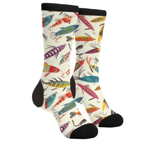 Yaateeh Fishing Lures Fish Socks Gifts Funny Novelty Socks For Men Women