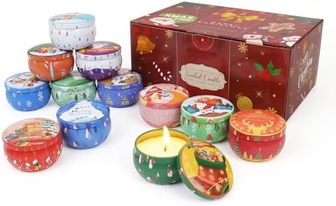 PARSUP Pack of 12 Christmas Scented Candles, Aromatherapy Jar Can...