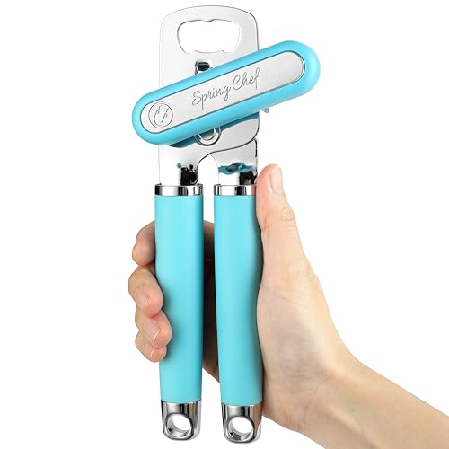 Image of Spring Chef Stainless Steel Manual Can Opener w /Soft Grip Handle, Aqua Sky
