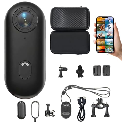 DianSCJ HD Action Camera for Motorcycle, Long Lasting POV Camera with 150-Min Battery, Wi-Fi App, Image Stabilization & Surround Sound, Waterproof Motorcycle Camera (Black, 4K-128G)